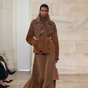 <span class=keywords><strong>Cappotto</strong></span> in pelle scamosciata alla moda da <span class=keywords><strong>donna</strong></span> aderente giacca doppiopetto giacca giacca in <span class=keywords><strong>camoscio</strong></span> a vita calda per l'autunno - Product Image 2