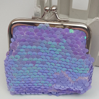 Dompet Koin Mini Berglitter Sequin Warna-warni Dua Sisi dengan Klip 3 Inci, Harga Murah, Model Unisex Terbaru