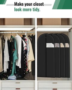 Màu đen có thể giặt không dệt phù hợp với túi với cửa sổ rõ ràng và chống bụi cho tủ quần áo và lưu trữ hàng may mặc du lịch - Product Image 6
