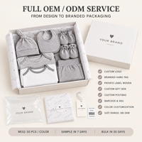Fabricant d'ensembles de vêtements pour bébés, 7 pièces, vêtements pour nouveau-nés en coton biologique, logo personnalisé, OEM ODM, vente en gros pour les marques en ligne