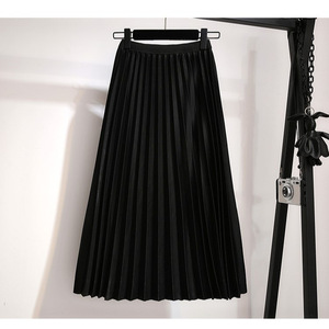 Gonna lunga <span class=keywords><strong>a</strong></span> pieghe da donna gonna <span class=keywords><strong>a</strong></span> <span class=keywords><strong>vita</strong></span> <span class=keywords><strong>alta</strong></span> <span class=keywords><strong>a</strong></span> linea di raso <span class=keywords><strong>gonne</strong></span> da donna stile coreano gonna di media lunghezza - Product Image 2