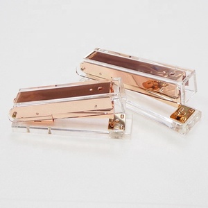 Huishen — ensemble de papeterie de bureau de luxe, <span class=keywords><strong>agrafeuse</strong></span> en acrylique transparent, en métal doré rose - Product Image 1
