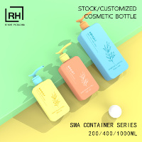 Bouteille de shampooing en plastique moderne pastel 1l HDPE, couleur personnalisée, impression à l'écran, emballage cosmétique, grande bouteille pour lotion corporelle