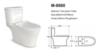 WC Céramique Premium à Double Chasse Siphonique avec Jupe, Économie d'Eau, Siphon en S, Silencieux, pour Salle de Bain