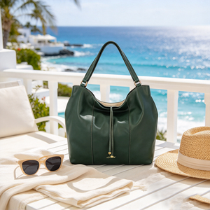 Dark Green <b>Women</b> Tote <b>Bag</b> Drawstring Closure Soft Surface Large Capacity Handbag <b>For</b> Daily <b>Work</b> Shopping - Product Image 5
