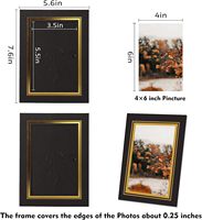 S&L 12 Pack Bingkai Foto Persegi Panjang Hitam Berbahan Matboard Bebas Asam Inti Ivory Potongan Bevel dengan Penyangga Easel 4x6 untuk Meja dan Dinding DIY