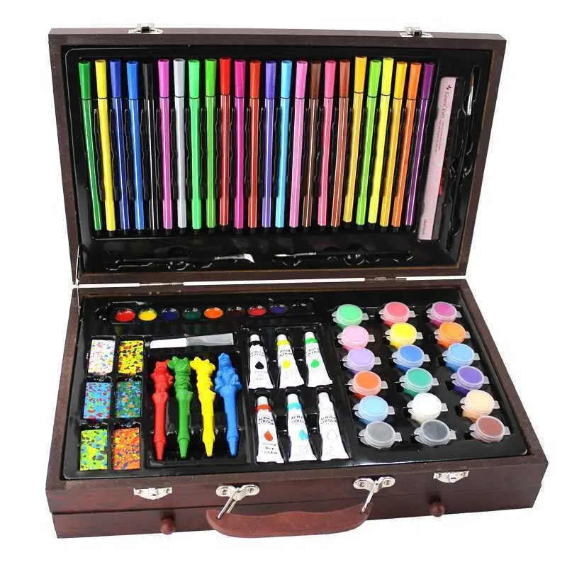 130 PCS Set Painting Set Drawing Tool Brush Elementary Water Color Pen crayon marker Art Stationery Learning Supplies