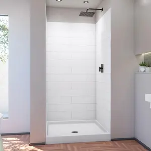 Pabrik Wiselink Shower marmer kustom Surround putih marmer Shower dinding Panel budidaya marmer