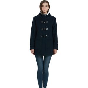 Abrigo Clásico de Invierno Personalizado para Mujer, Color Azul Marino, Tejido Grueso de Lana Mezclada, Chaqueta con Capucha y Mangas Largas, Talla XL - Product Image 3