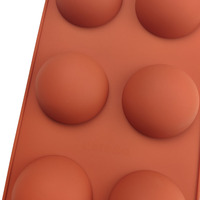 Moule à pâtisserie en silicone sans BPA, grande taille, 6 trous, demi-rond, pour chocolat, gâteau, pudding