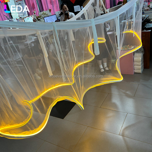 LEDA Party decoro appeso velo drappeggio soffitto di nozze incandescente LED luce bordo rosa drappeggi per eventi arredamento - Product Image 3