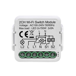 Tuya WiFi inteligente hogar DIY pared 1 Gang 2 Gang 3/4 Gang Módulo de interruptor de luz de 2 vías funciona con Alexa google home e IFTTT - Product Image 2