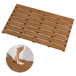 <b>Large</b> bamboo and wood bathroom <b>mat</b>, non-slip, hollowed-out, waterproof footrest, square bamboo floor <b>mat</b> wholesale, solid wood. - Product Image 5