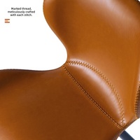[En stock] Chaise de salle à manger en cuir de luxe léger, chaise moderne simple haut de gamme pour la maison avec structure métallique