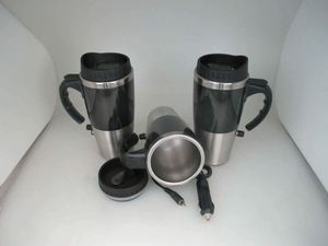 Adult Heated Car Vacuum Insulated Driver's Travel <b>Thermos</b> <b>Cups</b> Modern Stainless Steel Tumblers With Handle And Lid - Product Image 3