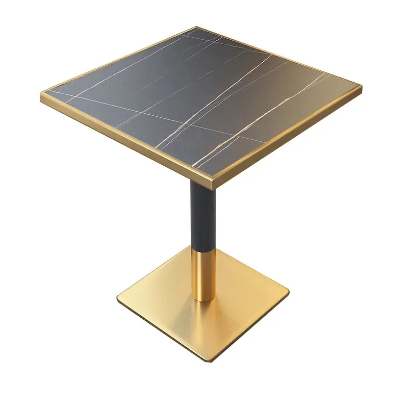 Factory Wholesale Furniture Gold Stainless Steel Dining Cafe Marble Tables High Quality Bar Club Table