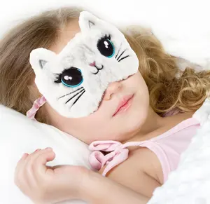 Customized Embroidered Logo Label Printing Luxury Plush Sleep Blackout Eye Mask