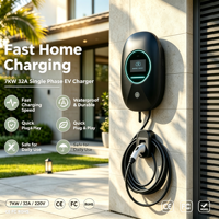 Chargeur EV mural intelligent 7 kW AC Type 2 avec OCPP, RFID, contrôle par application WiFi, IP65 résistant aux intempéries, CE FCC, OEM Direct