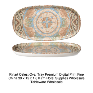 ถาดรูปวงรี Rinart Celest ลายพิมพ์ดิจิทัลคุณภาพสูง ผลิตจากเซรามิกเนื้อดี ขนาด 30 x 15 x 1.6 ซม. สำหรับโรงแรม ขายส่งอุปกรณ์บนโต๊ะอาหาร - Product Image 2