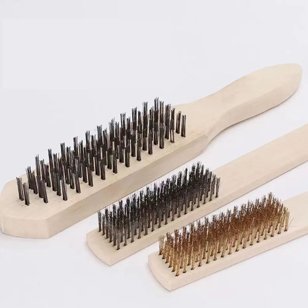 Professional long handle steel wire brush Factory direct copper wire brush polishing hand brush