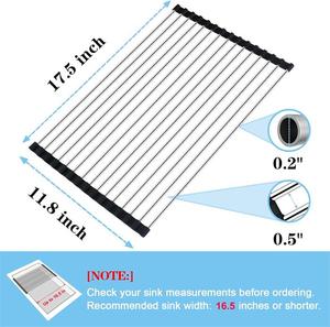 Égouttoir à vaisselle pliable en acier inoxydable pour évier, tapis de séchage pour l'organisation du comptoir de <span class=keywords><strong>cuisine</strong></span> - Product Image 6
