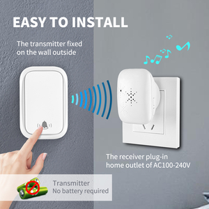 SIXWGH <span class=keywords><strong>campanello</strong></span> senza fili auto-alimentato impermeabile esterno 150M gamma dispositivo per la casa intelligente per la casa dell'hotel di benvenuto carillon in plastica - Product Image 3