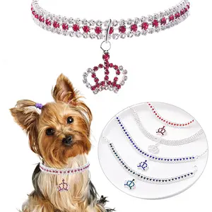 SSeeSY OEM ODM Wholesale Custom Colorful Crown Multicolor Rhinestone Necklaces Jewelry High Grade Pet Collars Cat Dog Jewelry