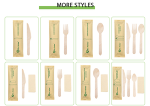 Tùy chỉnh in đồ dùng 140/160 mét Bạch Dương dùng một lần muỗng nĩa Knife Set dao kéo bằng gỗ cá nhân đóng gói - Product Image 4