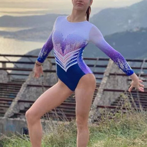 Custom Shiny Leotards Dance Rhinestones Gymnastics Wear Adult Colorful Sleeveless Sublimated Gymnastics Leotards - Product Image 1