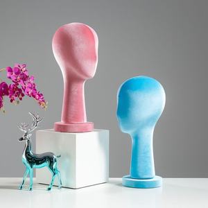 Tête de mannequin féminine en velours et mousse, personnalisable en couleur, pour l'affichage de chapeaux et de perruques, vente en gros - Product Image 3