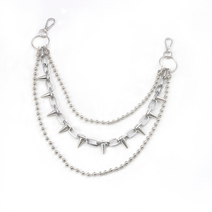 Cadena de cintura Punk Spike de aleación de zinc, accesorio informal de Hip Hop Rock, color blanco K - Product Image 5