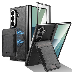 Custodia Antiurto Rigida in PC Armor per Samsung Galaxy Z Fold 8 Ultra con Porta Carte Rimovibile in Pelle e Supporto per Samsung Z Fold 7 6 5 - Product Image 1