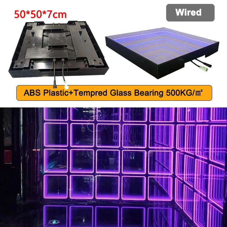 स्टेज पार्टी केटीवी के लिए वायर्ड डीएमएक्स इन्फिनिटी एलईडी डांस फ्लोर इल्यूमिनेटेड नियॉन मिरर वॉल बैकग्राउंड लाइट