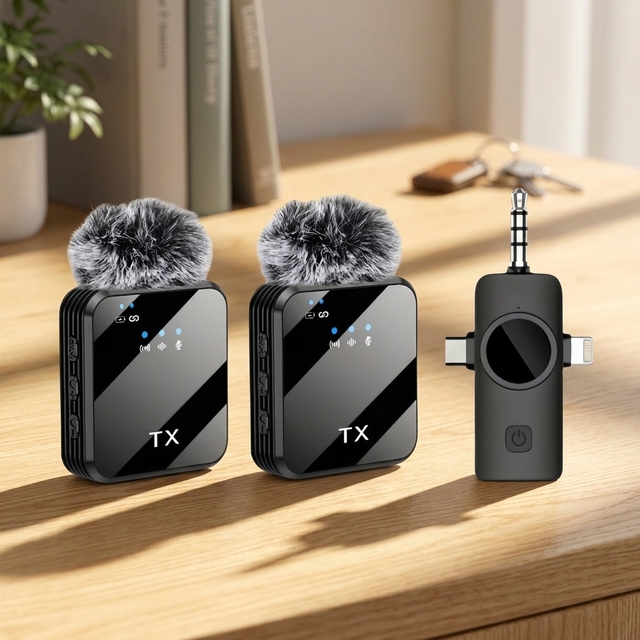 F11, 2.4G Wireless Lavalier Microphone,  Lapel Mic Plug & Play for Smart Phones, Clip-on Mic for Vlog Live Streaming Recording