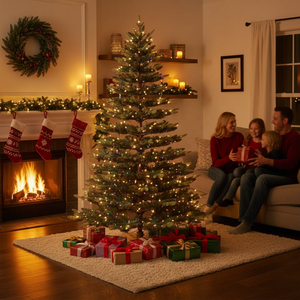 Promotion : <span class=keywords><strong>Sapin</strong></span> <span class=keywords><strong>de</strong></span> Noël artificiel 7FT en PE et PVC avec lumières LED à changement <span class=keywords><strong>de</strong></span> couleur – Décoration tendance pour la maison – Prix usine, OEM accepté - Product Image 2