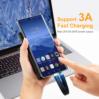 CableCreation Cable USB C a USB C de 0.4 pies, Carga Rápida PD de 60W, 10Gbps, 4K, Cable Plano FPC para Power Bank, iPhone 17, 16, SSD