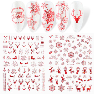 Rouge vert noël nail art autocollants neige wapiti personnalisé ongles décalcomanies <span class=keywords><strong>hiver</strong></span> flocon de neige ongles autocollants pour manucure - Product Image 4