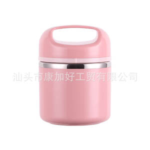 Lonchera Aislada de Acero Inoxidable Estilo Japonés, Gran Capacidad, Sellada, Portátil, Forma Cilíndrica, Color Sólido, para Estudiantes - Product Image 3