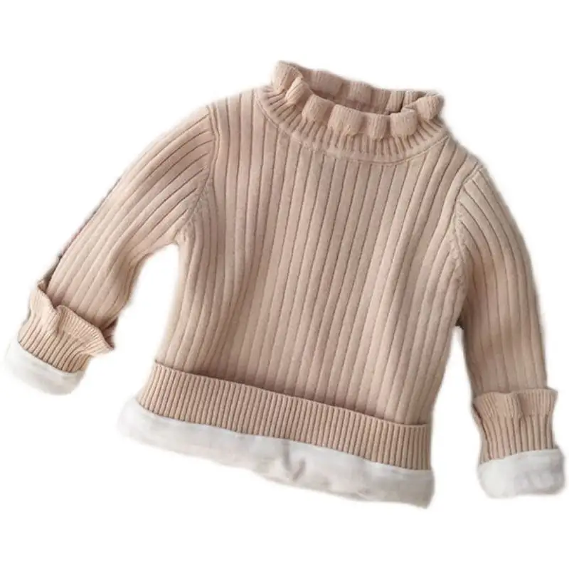 Groothandel Winter Kids Kleding Warm Bodemshirt Baby Meisjes Casual Trui Pullover Met Fleece Truien