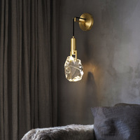 RHOEM Lampu Dinding Luar Ruangan Tembaga Kaca dengan Dudukan Bohlam E12 Cahaya Putih Hangat Lembut untuk Kamar Tidur Dekorasi Modern