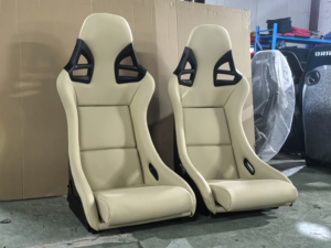 Sedile sportivo universale leggero EDDY in similpelle <span class=keywords><strong>beige</strong></span> con schienale fisso, tipo racing bucket, per Honda Civic, BMW E46, Toyota GR86 - Product Image 1