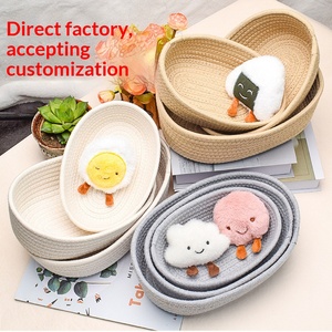 Cotton Thread Woven <strong>Small</strong> <strong>Storage</strong> <strong>Basket</strong> for Desktop Fabric <strong>Storage</strong> and Miscellaneous Item Organizing - Product Image 2