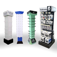 Présentoirs de sol en carton ondulé double face pour casques téléphoniques avec crochets, pour la vente au détail en usine