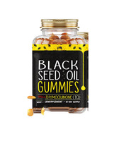Bonbons gommeux à l'huile de graines noires avec étiquette personnalisée pour le soutien des articulations Immunité Cheveux Peau Ongles Digestion Bonbons gommeux aux graines noires