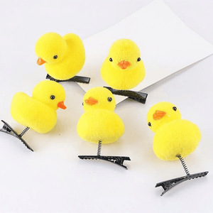 Kartun anak-anak lucu 3D bebek kuning kecil mewah jepit rambut mode hewan bebek klip aksesoris hiasan kepala hadiah grosir - Product Image 5
