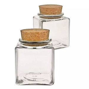 Bote de cristal cuadrado transparente para pudín, gelatina, Yogurt, Nido de Pájaro con corcho de madera, 50 ml, 120 ml, 150 ml - Product Image 1