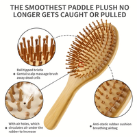 Sikat dayung rambut kayu bambu organik mewah sisir pijat kulit kepala sikat anti kusut pegangan kayu alami kustom untuk pertumbuhan rambut