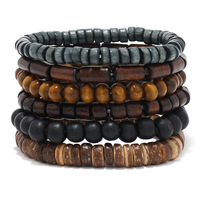 Bracelet de fil élastique Offre Spéciale de haute qualité pour hommes Bracelet de perles en bois Bracelet de perles de coquille de noix de coco accessoires de mode