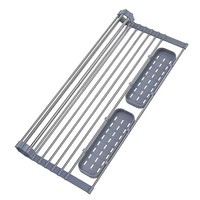 Produits Tendances 2026 Nouveautés Égouttoir à Vaisselle Extensible Enroulable jusqu'à 23'' avec 2 Supports à Ustensiles