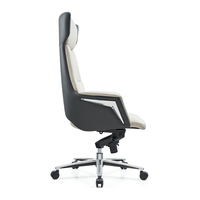 Chaise de bureau en cuir véritable marron, chaise blanche, chaise de travail à domicile, dossier haut